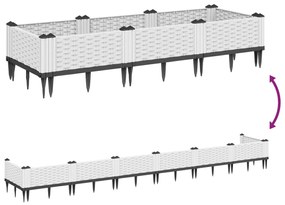 Ζαρντινιέρα με Πασσάλους Λευκή 125x40x28,5 εκ. Πολυπροπυλένιο - Λευκό