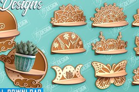 Σετ των 2 Intra απο ξύλο plywood 3mm-4mm πάχος – Κοπή λέιζερ ραφιών τοίχου φυτών | Διακόσμηση σπιτιού Δίασταση 40x30 cm INTRAFABR-95168729