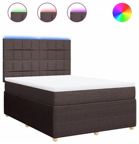 vidaXL Κρεβάτι Boxspring με Στρώμα Σκούρο Καφέ 160x200 εκ Υφασμάτινο