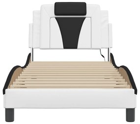 Πλαίσιο Κρεβατιού με LED Λευκό/Μαύρο 80x200εκ Συνθετικό Δέρμα - Λευκό