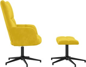 vidaXL Πολυθρόνα Relax Κίτρινη Μουσταρδί Βελούδινη με Σκαμπό