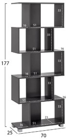 ΒΙΒΛΙΟΘΗΚΗ ΜΕΛΑΜΙΝΗΣ HM2385.10 ΓΚΡΙ 70x25x177Υ εκ.