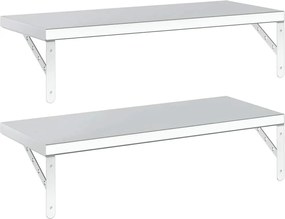 vidaXL Ράφια Τοίχου 2 τεμ. Ασημί 75x30 εκ. Ανοξείδωτο Ατσάλι
