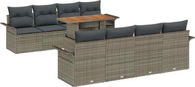 vidaXL Σετ Καναπέ Κήπου με αποθήκευση 9 pcs Γκρι Πολυ ράταν