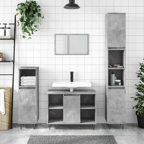 vidaXL Ντουλάπι Μπάνιου Γκρι Σκυροδέματος 80x33x60 εκ. Επεξ. Ξύλο