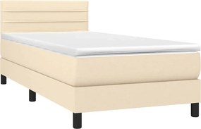 vidaXL Κρεβάτι Boxspring με Στρώμα Κρεμ 100 x 200 εκ. Υφασμάτινο