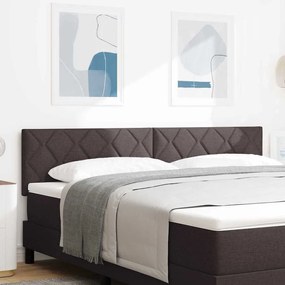 vidaXL LED Κεφαλάρι Σχεδίου Διαμαντένιας Κουμπιές Σκούρο Καφέ 180 εκ. Ύφασμα