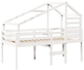 vidaXL Κρεβάτι Υπερυψωμένο με Οροφή 75x190εκ. από Μασίφ Ξύλο Πεύκου