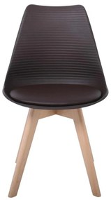 Καρέκλα MARTIN STRIPE Ξύλινο πόδι / PP Καφέ 49x56x82cm (Σετ 4 ΤΕΜ)