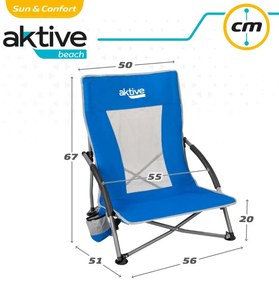 Καρέκλα στην παραλία Aktive Μπλε 50 x 67 x 51 cm (4 Μονάδες)