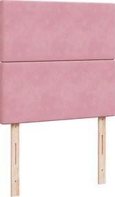 vidaXL Κρεβάτι Boxspring με Στρώμα Ροζ 90x190 εκ. Βελούδινο