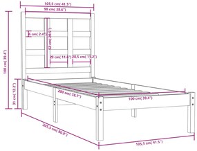 vidaXL Πλαίσιο Κρεβατιού 100 x 200 εκ. από Μασίφ Ξύλο