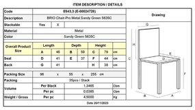 BRIO Καρέκλα Στοιβαζόμενη Μέταλλο Βαφή Sandy Green 5635C 48x59x79cm