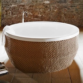 Acrilan Coral - Στρόγγυλη Μπανιέρα Φ150 cm - Maxxcoat, Χωρίς Υδρομασάζ, Λινάρι