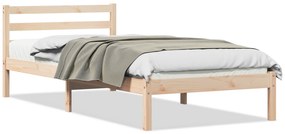 vidaXL Κρεβάτι με Κεφαλάρι 90x220 εκ. Μασίφ Ξύλο Πεύκου