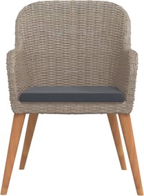 vidaXL Σετ Τραπεζαρίας Κήπου 3 Τεμαχίων Καφέ με Μαξιλάρια