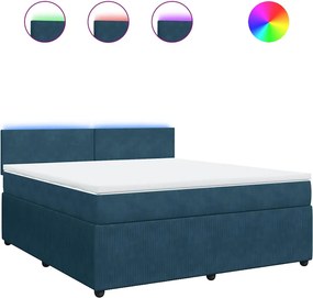 vidaXL Κρεβάτι Boxspring με Στρώμα Μπλε 180x200 εκ. Βελούδινο