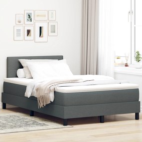 vidaXL Box Spring Bed με Στρώμα & LED Σκοτεινό Γκρι 120x200 εκ. Υφασμάτινο
