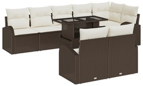 vidaXL Σετ 9 Τεμαχίων Καναπέ Κήπου με Μαξιλάρια Καφέ Poly Rattan