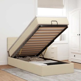 vidaXL Οθωμανικό κρεβάτι με στρώμα Cream 80x200cm ύφασμα