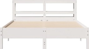 vidaXL Σκελετός Κρεβ. Χωρίς Στρώμα Λευκό 135x190 εκ Μασίφ Πεύκο