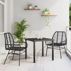 vidaXL Σετ Δείπνου Κήπου 3 Τεμαχίων Μαύρο Πολυ Ράτα