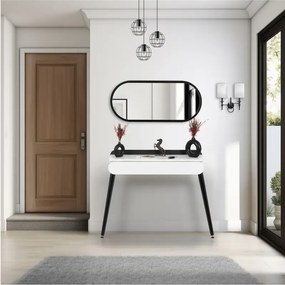 Stewehome Κονσόλα με καθρέφτη με συρτάρι και ράφι για το χολ Λευκό 32x77x77 cm