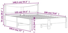 ΠΛΑΙΣΙΟ ΚΡΕΒΑΤΙΟΥ ΛΕΥΚΟ 135 X 190 ΕΚ. ΑΠΟ ΜΑΣΙΦ ΞΥΛΟ ΠΕΥΚΟΥ 844746