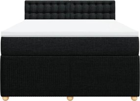 vidaXL Κρεβάτι Boxspring με Στρώμα Μαύρο 140x200 εκ. Υφασμάτινο