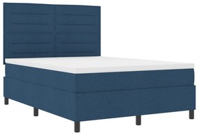 vidaXL Κρεβάτι με Ελατήρια Μπλε 160x200 εκ Ύφασμα