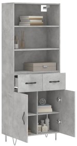 vidaXL Ντουλάπι Γκρι Σκυροδέματος 69,5x34x180 εκ. Επεξεργασμένο Ξύλο