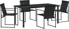 vidaXL Σέτ φαγητού για κήπο 5 pcs Μαύρο Textilene και Χάλυβας