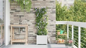 vidaXL Γλάστρα Κήπου Λευκό 40 x 40 x 142 cm Ατσάλι