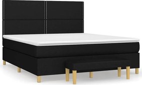 vidaXL Κρεβάτι Boxspring με Στρώμα Μαύρο 180x200 εκ. Υφασμάτινο