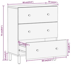 Βοηθητικό Ντουλάπι 60 x 33 x 75 εκ. από Μασίφ Ξύλο Μάνγκο - Καφέ