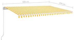 Τέντα Συρόμενη Αυτόματη Κίτρινο / Λευκό 500x350 εκ. - Κίτρινο