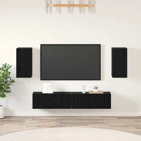 vidaXL Σετ επίπλου τηλεόρασης 4 pcs Μαύρη Οξυά Επεξεργασμένο ξύλο