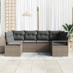 vidaXL Σετ καναπέ κήπου  6 τεμαχίων Γκρι Πολυ Ρατάν