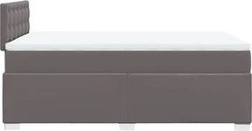 vidaXL Κρεβάτι Boxspring με Στρώμα Γκρι 120x190εκ. από Συνθετικό Δέρμα
