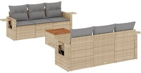 vidaXL Σετ Καναπέ Κήπου 7 τεμ. Μικτό Μπεζ Συνθετικό Ρατάν &amp; Μαξιλάρια