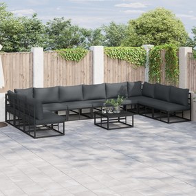 vidaXL Σετ Καναπέ Κήπου 11 pcs Μαύρο 70 x 70 x 32 εκ Αλουμίνιο