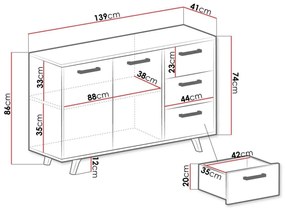 Σετ επίπλων Honolulu A108 (Μωβ), 411x200x58cm, Μωβ, Πλαστικοποιημένη μοριοσανίδα, Πόρτες ντουλάπας: Με μεντεσέδες, Καθρέφτης, Πόδια: Πλαστική ύλη