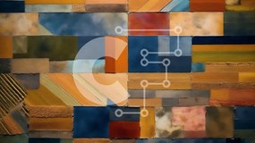 Intra Συλλεκτικό Ξύλινο Παζλ Plywood 4mm - Πολύχρωμο τετράγωνο πλέγμα μοτίβο φόντου κολάζ Σε Ξύλινο Κουτί - Διαστάσεις Puzzle: 10x10 cm – 25 κομμάτια