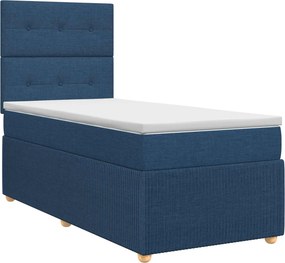 vidaXL Κρεβάτι box spring με στρώμα Μπλε 100 x 200 cm Ύφασμα