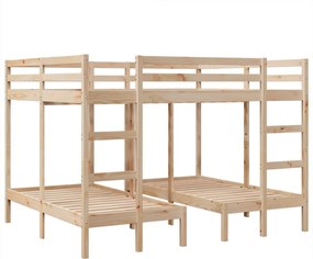 vidaXL Σκελετός Τριπλής Κουκέτας 160x200/80x160 εκ. Μασίφ Πεύκο