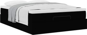 vidaXL Οθωμανικό κρεβάτι με στρώμα Μαύρο 140x190cm Ύφασμα