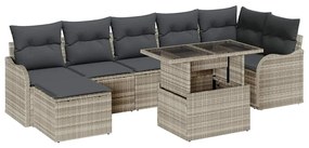 vidaXL Σετ Καναπέ Κήπου με μαξιλάρι 8 pcs Ανοιχτό γκρι Πολυ ράταν