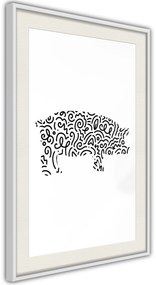 Αφίσα - Curly Pig  - 20x30 - Μαύρο - Με πασπαρτού