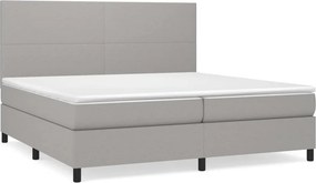 vidaXL Κρεβάτι Boxspring με Στρώμα Ανοιχτό Γκρι 200x200 εκ. Υφασμάτινο