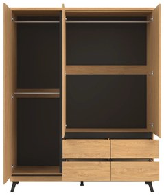 Ντουλάπα Orlando AH112, Μαύρο, Δρυς, 205x160x54cm, 123 kg, Πόρτες ντουλάπας: Με μεντεσέδες | Epipla1.gr